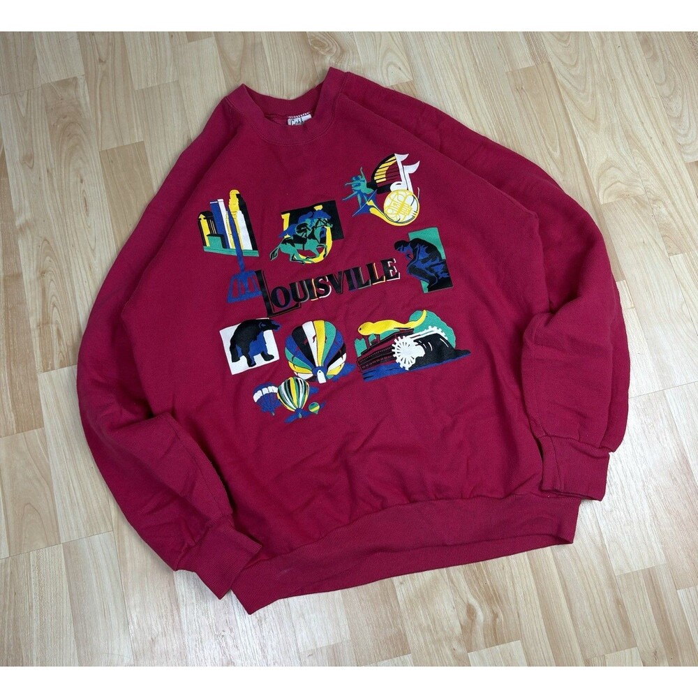 Vintage 90s Louisville Graphic Crewneck /Pink / Size XL